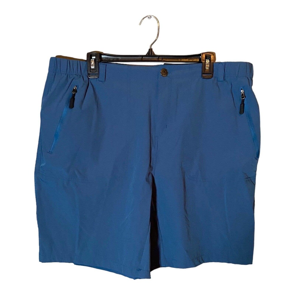 Pudolla Mens Size XXL Blue Athletic Shorts with Zip Pockets Polyester/Spandex